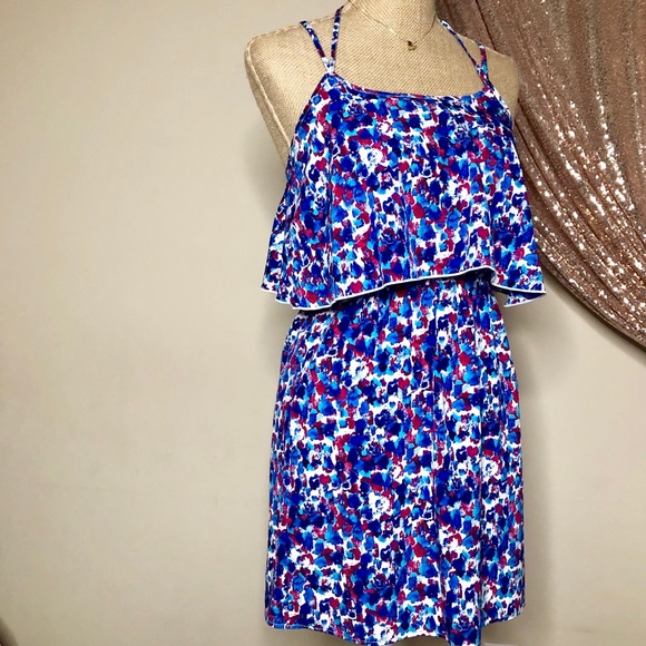 JESSICA SIMPSON Blue Watercolor Cutout Dress - Picture 7 of 10